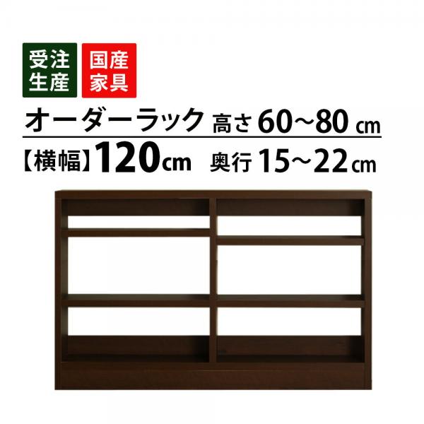 オーダーオープンラック収納 幅120cm(高さ60～80cm 奥行15cm～22cm) ec-w120h60d15