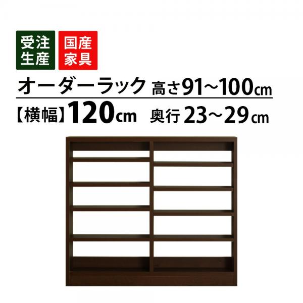 オーダーオープンラック収納 幅120cm(高さ91～100cm 奥行23cm～29cm) ec-w120h91d23